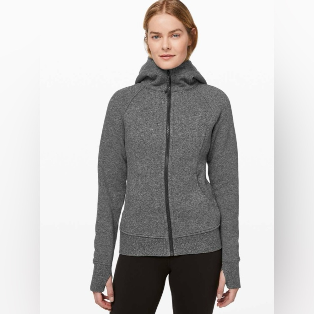 NWOT Lululemon Scuba Full Zip Fleece Hoodie size 2 Heathered speckled Black